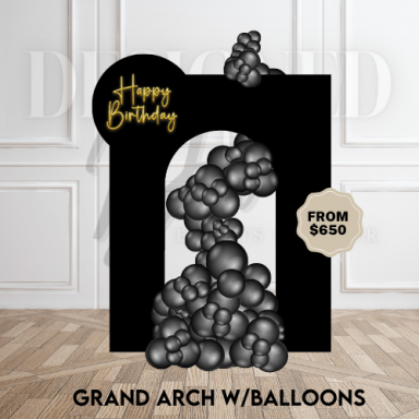 Large-scale balloon arch installation for weddings, showers, and upscale entrances
