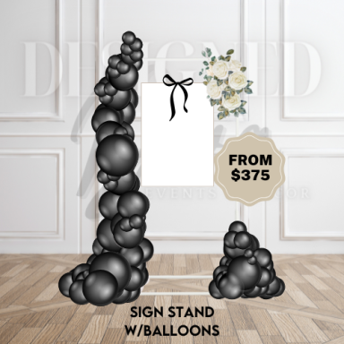 Custom welcome sign decorated with a stylish balloon garland, perfect for greeting guests at the event entrance; can be personalized 