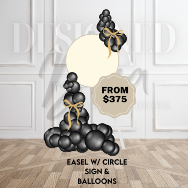 Custom welcome sign decorated with a stylish balloon garland, perfect for greeting guests at the event entrance; can be personalized 