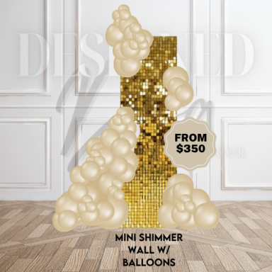 Small shimmer wall paired with mini balloon garland for intimate parties or styled nooks